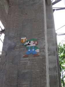 Invader's Luigi mosaic, in Nantes, France